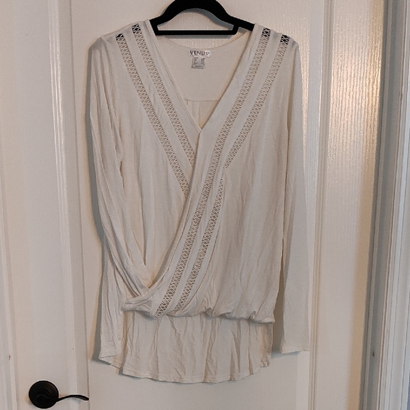 VENUS Cream V-Neck Blouse - Picture 1 of 3